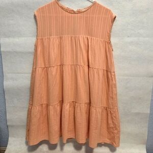 Altar'd State Soft Orange Tiered Ribbed Mini Sundress 100% Cotton Size Medium